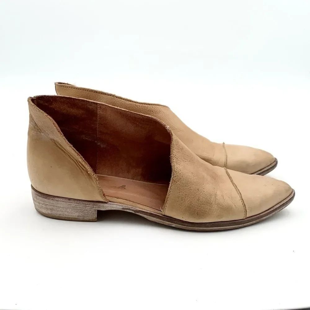 Free People Royale Leather Flats | Tan d’Orsay Slip-On Shoes (EU 38)